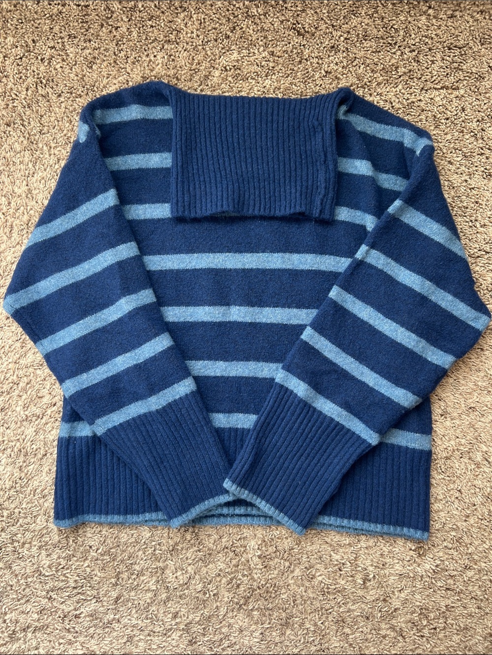 Women’s Navy and Light Blue Striped Sweater